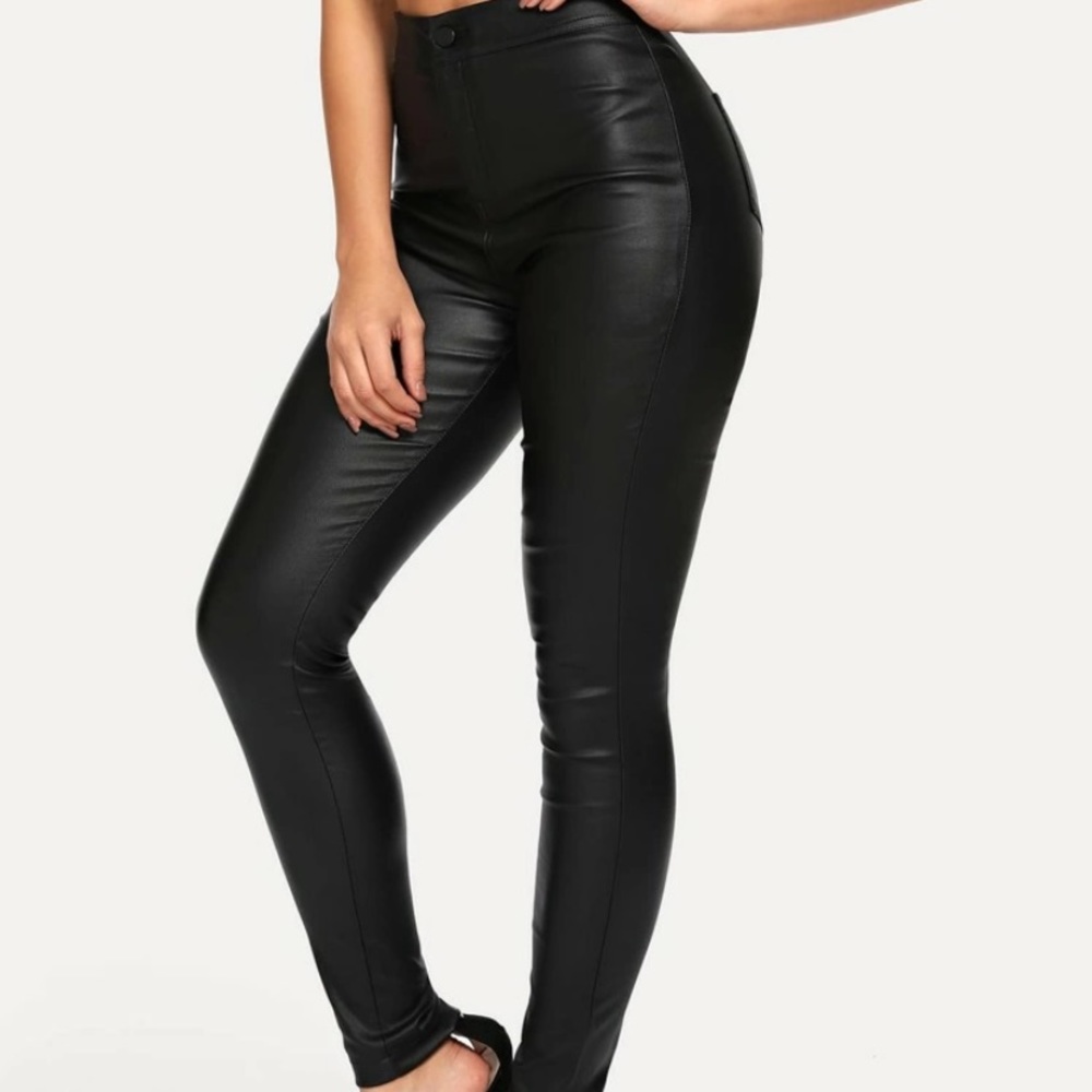 High waisted pleather pants